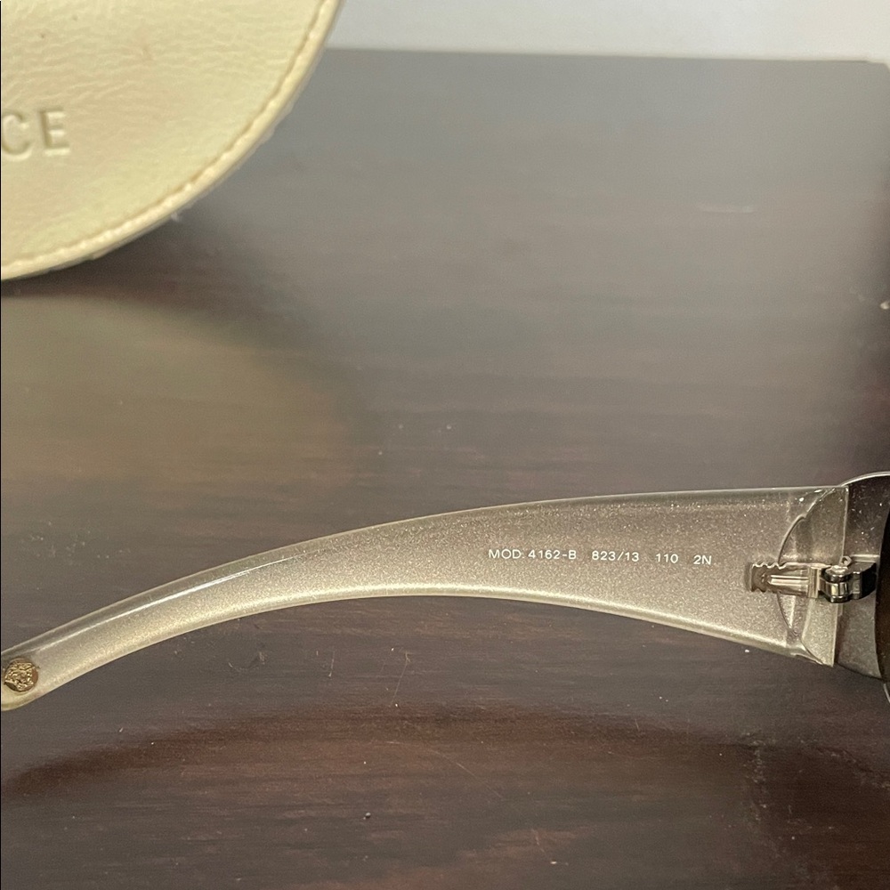 Versace Women's Shield Sunglasses in Black with silver Accents - Picture 3 of 9